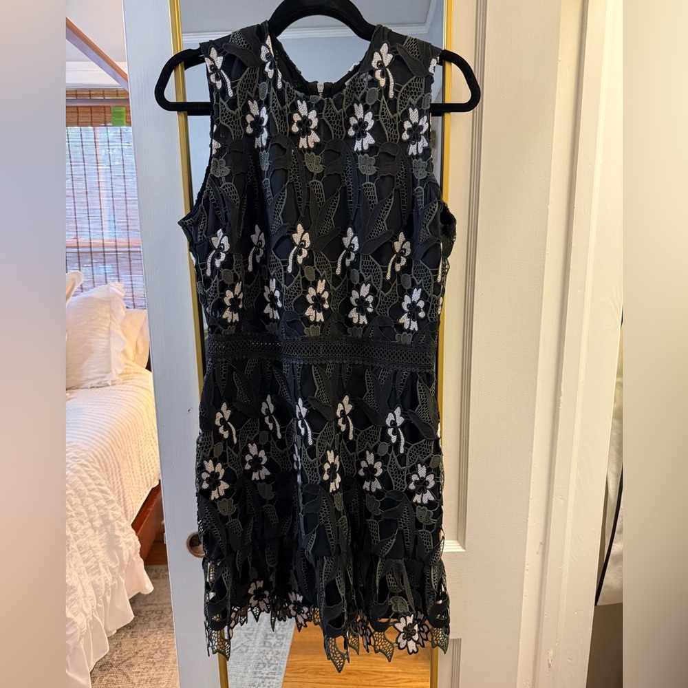 Karina Grimaldi Black and White Floral Midi Dress